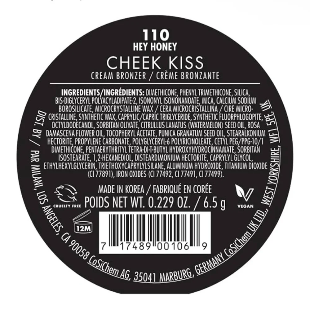 Milani Cheek Kiss Cream Bronzer – Shade 110 Hey Honey – Vegan &‎ Cruelty-Free